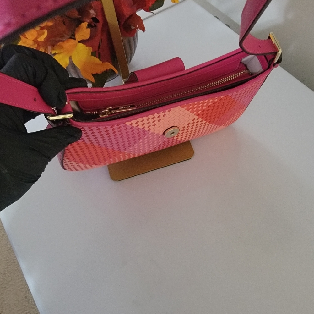 Kate Spade Vibrant Pink and Red Woven Shoulder Bag - Picture 4 of 9
